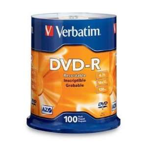  Verbatim 16X DVD R Media 100 Pack in Cake Box Electronics