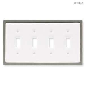  Four Switch Wall Plate   White Ceramic W/ Chrome LQ 69647 