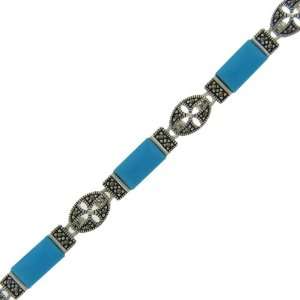  Sterling Silver Marcasite Turquoise Bracelet Jewelry