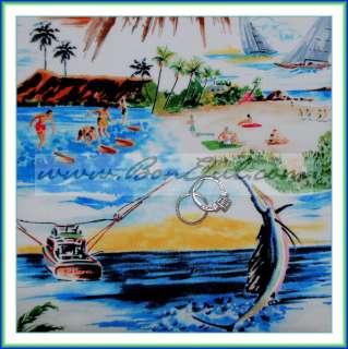   Up GIRL Beach Surf BOY Boat Fish Island Tropical 4 Cotton QUILT  