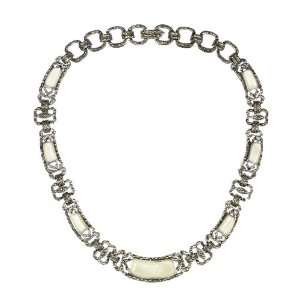   Marcasite Heirloom Necklace with Mother of Pearl Accents, 16 Jewelry