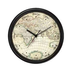  Old World Antique map Navy Wall Clock by 
