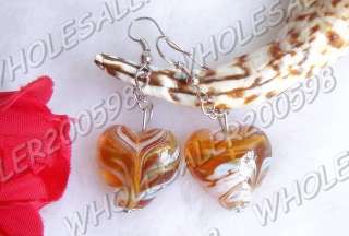 14Pairs Charms Heart Lampwork Glass Bead Earrings FREE  