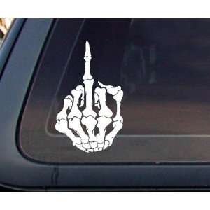  Middle Finger Flipping Off Car Decal / Sticker  White 