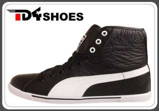 Puma Benecio Mid Leather Black White 2011 Mens Casual Shoes NIB 