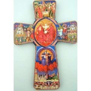 Trinity Icon Angel Catholic Wood Crucifix Wall Cross Gold Trim 6 