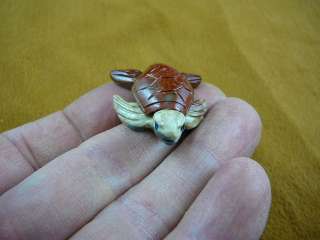 y12 4) SEA TURTLE carving RED stone gemstone SOAPSTONE PERU  