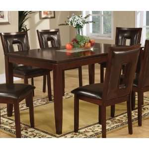   DINING ROOM TABLE SET 7 PIECE ESPRESSO GLASS INLAY
