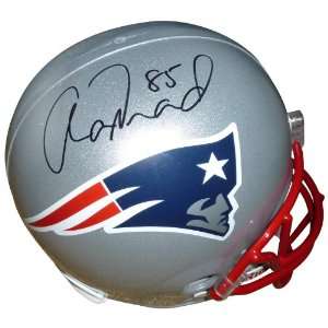Aaron Hernandez Autographed Helmet   Replica   Autographed NFL Helmets 