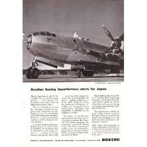  1944 WWII Ad Boeing B 29 Boeing Superfortress Bomber Plane 