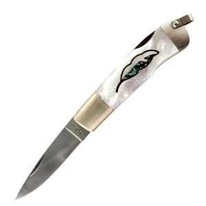   Leaf, Mother of Pearl w/Abalone Inlay Handle, Plain