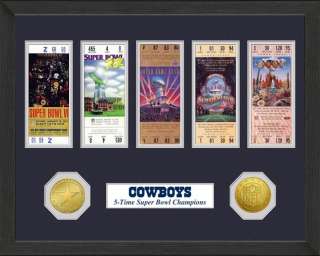Dallas Cowboys 5X Super Bowl Championship Ticket and Bronze Coin 