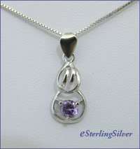 Small Sterling Silver Zirconia Pendant & 16 Box Chain  