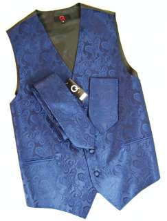 20E/ New Mens Royal Blue Tuxedo Vest Set, Paisleys  