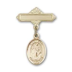   Polished Badge Pin St. Ann is the Patron Saint of Housekeepers/Mothers