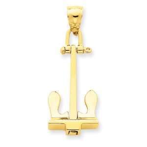  14k Gold 3 D T Bar Style Anchor Pendant Jewelry