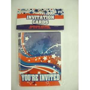  PATRIOTIC USA PARTY INVITATIONS (8 COUNT) Health 