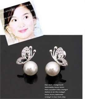   Alloy Pearl Butterfly Stud Earrings & Necklace x64 great gift  
