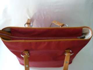   RALPH LAUREN BRIGHT CORAL XLARGE TOTE HANDBAG WITH LEATHER TRIM  