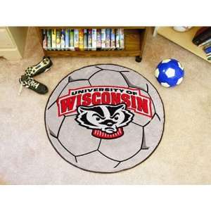 Wisconsin Badgers NCAA Soccer Ball Round Floor Mat (29) Badger Logo 