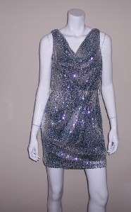   Sequin Sleeveless Cowl Neck Dress Size 4 2561 797532721922  
