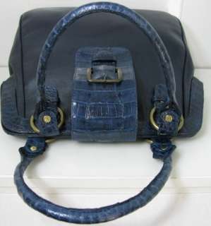 RJC COUTURE NAVY BLUE NEW LEATHER & REAL CROCODILE BAG  