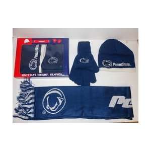   Penn State 3 Piece Winter Set Hat Gloves And Scarf