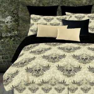  Winged Scull Khaki Queen Sheet Set