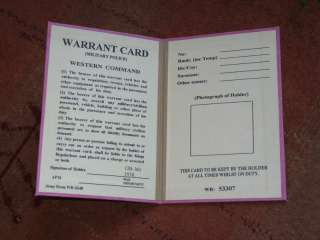 WW2 Reproduction Military Police Warrant Card.  