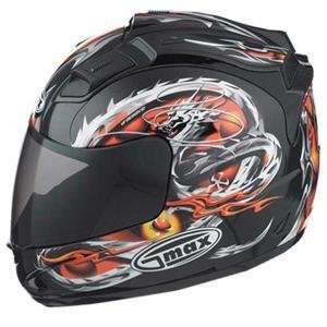  GMax GM68 Dragon Helmet   Small/Black/Red Automotive