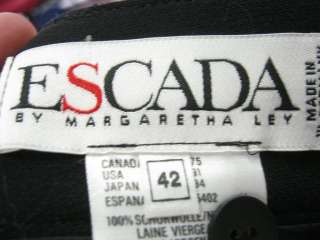 ESCADA Black Silk Plaid Blazer Skirt Outfit Set Sz 44  