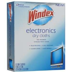  Windex For Electronics Dry Cloths 12 ct (Quantity of 5 