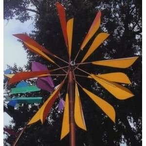  Kinetic Metal Wind Sculpture Petals 3 Way Pinwheel Patio 