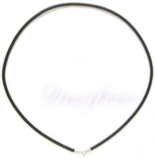 2mm Black Leather Cord Sterling Silver Necklace 18 Inch  