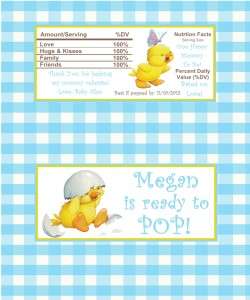 50 Personalized Baby Shower Duckies Popcorn Wrappers  