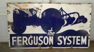 Old Ferguson Tractor Ford Graphic Farm Feed Seed Porcelain Dealer Sign 
