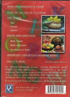 LEARN TAGALOG LEVEL 3 ADVANCED Language Instruction DVD  