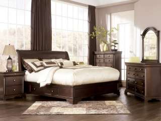   OLD WORLD QUEEN KING SLEIGH LOW PROFILE STORAGE BEDROOM SET NEW  