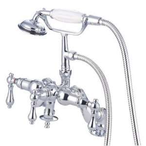 Vintage Clawfoot Tub Filler And Shower System with Metal Lever Handles 