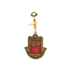  Bronze Hamsa with Glass Tableau in Red 