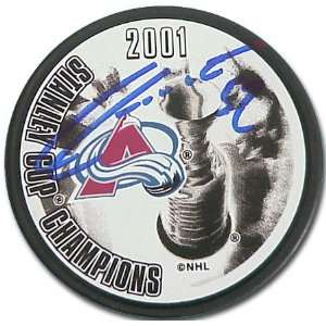  Adam Foote Colorado Avalanche Autographed Stanley Cup Puck 