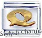 letter q gold tone enamel italian charm 9mm link 1x