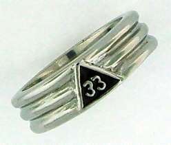 Scottish Rite 33rd Degree Ring Layered in Rhodium 10.5  