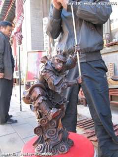   Buddhism Folk red bronze SunWuKong Monkey King Monkey God Statues