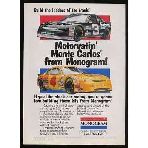  1995 NASCAR #3 #4 Monte Carlos Monogram Print Ad (11141 