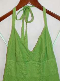 CREW Ladies Green Textured Lined Summer Halter Dress 2 S  