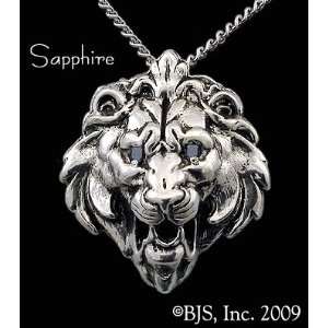 Lion Head Necklace, Sterling Silver, 24 long rhodium plated chain 