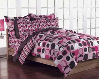 Girls Teen Geometric Pink and Brown Bed in a Bag   Full  