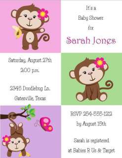24 Sweet Little Monkey Baby Shower Invitations  