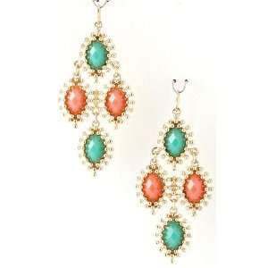   Coral, Turquoise and Gold Earrings   Lead and Nickel Free Jewelry